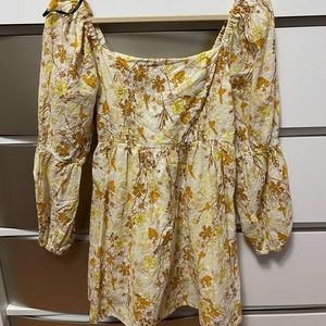 Yellow Long Sleeve Babydoll dress